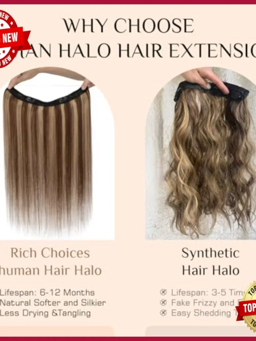 16 Inch Halo Hair Extensions Real Human Hair Remy Invisible Wire Clip